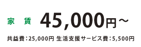 月額費用 84,200円〜 家賃・共益費・生活支援サービス費・オムツ込み