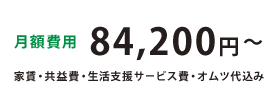 月額費用 84,200円〜 家賃・共益費・生活支援サービス費・オムツ込み